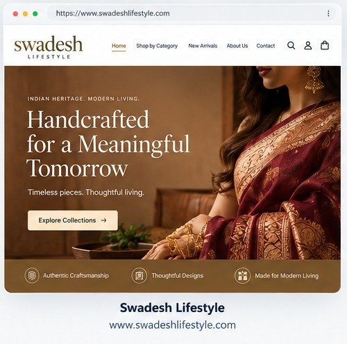 Swadesh Lifestyle website header and hero preview